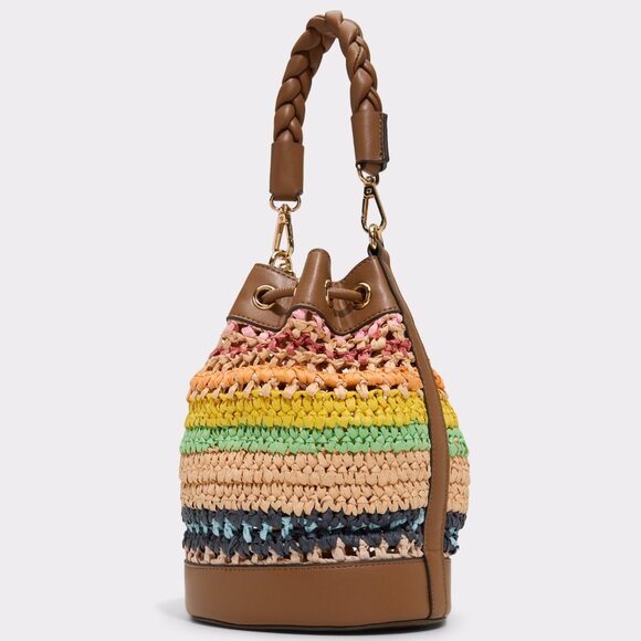 NWT Lemon Cherry Charm Drawstring Bucket Bag Purse - Picture 3 of 3